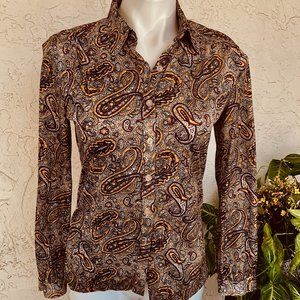 VTG Classic Paisley Blouse Silver/Maroon/Gold